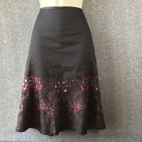 Axcess by Liz Claiborne Black Embroidered Skirt Sz 14 - Picture 1 of 10